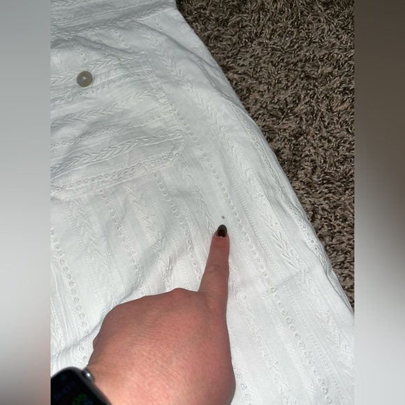 Sundance White Eyelet Boho Coastal Lined Drawstring Button Fly Pants -Size M - Picture 9 of 9